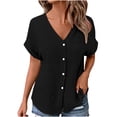 thumbnail image 1 of Bixock T-Shirts for Women Short Sleeve,V-Neck Casual Blouse,Button Down Open Front Shirt with Pockets Loose T-shirts, 1 of 5