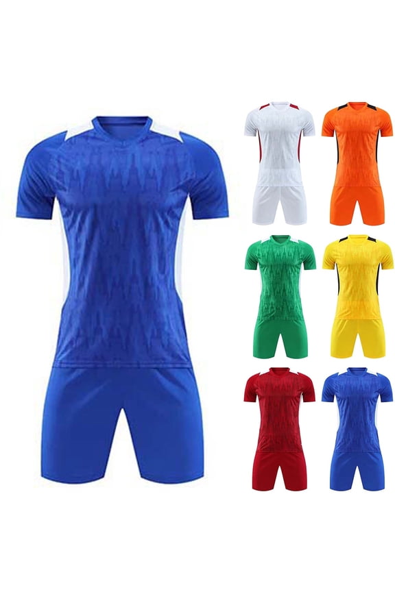 Toddler Boys Casual Shorts Set,Kids Summer Outfit Set,Unisex Soccer Training Uniform Mesh Breathable Short Sleeve Crew Neck Top Matching Shorts 2 Piece Active Set for 4-15 Years Kids Clothings