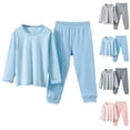 thumbnail image 1 of Bixock Toddler Boys Girls 2 Piece Loungewear Set Toddler Clothings Kids Sleepwear Set Solid Color Long Sleeve 100 Percent Cotton Base Layer Unisex Infant Outfit, 1 of 6