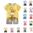 thumbnail image 1 of Bixock Boys Girls 2 Piece Loungewear SetPrint Short Sleeve Round Neck Cotton Shirts and Casual Shorts Summer Toddler Clothes Size 0-8Y, 1 of 6