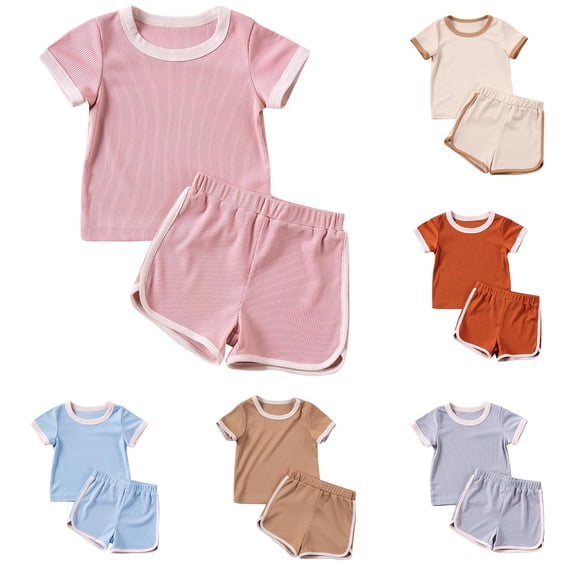 Bixock Toddler Boys Girls 2-piece Summer Set,Kids Clothings Set,Crew Neck Short Sleeve Top and Elastic Waist Shorts Casual Summer 2 Piece Set for Boys and Girls Kids Clothings 1-6 Years