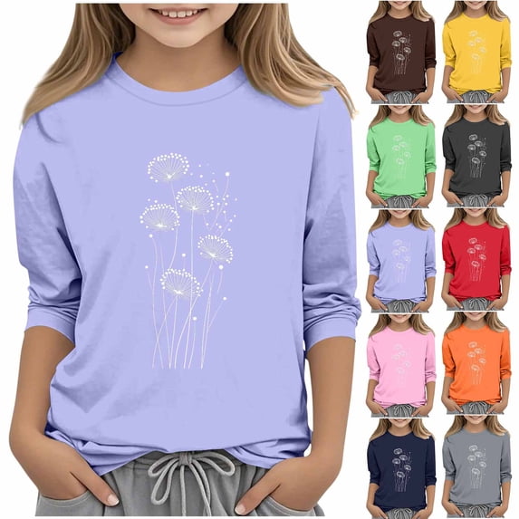 Bixock Toddler Boys Girls 3/4 Sleeve Shirts Casual Shirts Crew Neck Print Tops for Kids Clothes School Uniforms Soft Comfortable Pullover Tops