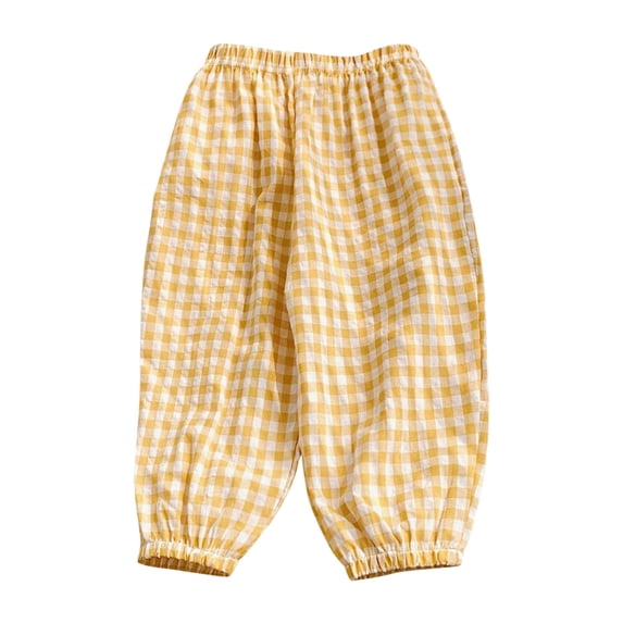 Bixock Toddler Boys Girls Jogger Sweatpants,Pants for Kids Girls Gauze Pants Checkered Print Elastic Waist and Cuffs Pants 2-8 Years