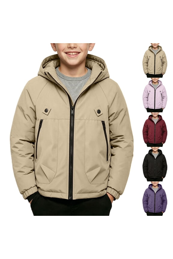 Toddler Boys Rain Jackets Boys Waterproof Raincoats Kids Windbreaker Padded Outerwear Long Sleeve Hooded Water Ski Outdoor Jacket for Kids 3-12Years