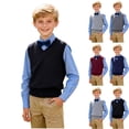 thumbnail image 1 of Bixock Toddler Boys Sweater Vests Boys School Uniform Vests Kids Knit Vests Waistcoat Uniform Sleeveless V Neck Daily Jacket for Kids 2-15Years, 1 of 6