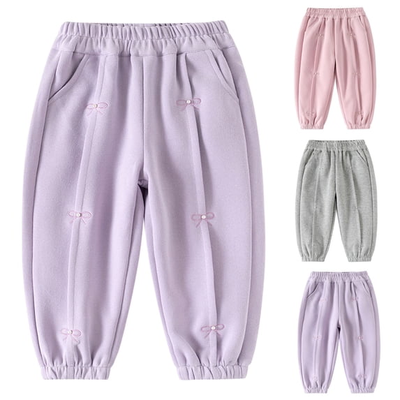 Bixock Toddler Boys Sweatpants Elastic Waist Jogger Pants Cotton Kids Bow Detail Side Pocket Solid Color Cotton Breathable Loose Casual Outer Daily Wear Size 7-8Years