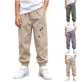 thumbnail image 1 of Bixock Toddler Boys Sweatpants Elastic Waist Jogger Pants Kids Cargo Solid Color Side Pocket Loose Breathable Outdoor Hiking Sport Wear Size 7-8Years, 1 of 6