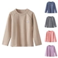 thumbnail image 1 of Bixock Toddler Boys and Girls Tops,Kids Long Sleeve Tops Solid Color Brushed Thermal Round Neck Base Layer for Age 3-15 Tops, 1 of 5