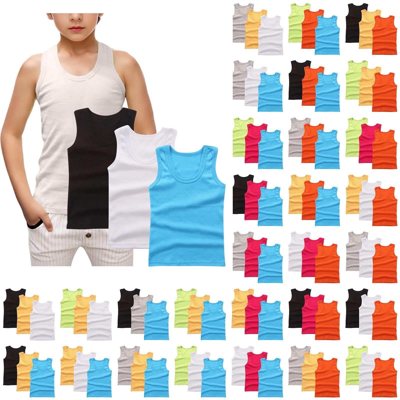 Bixock Toddler Camisole,Cotton Short Sleeve T-Shirts,Kids 3 Pack Solid ...