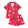 thumbnail image 1 of Bixock Toddler Cotton 2 Piece Loungewear Set Kids Clothings Children Sleepwear Set Print Short Sleeve Collar Button Front Silk Daily Indoor Outfits, 1 of 7