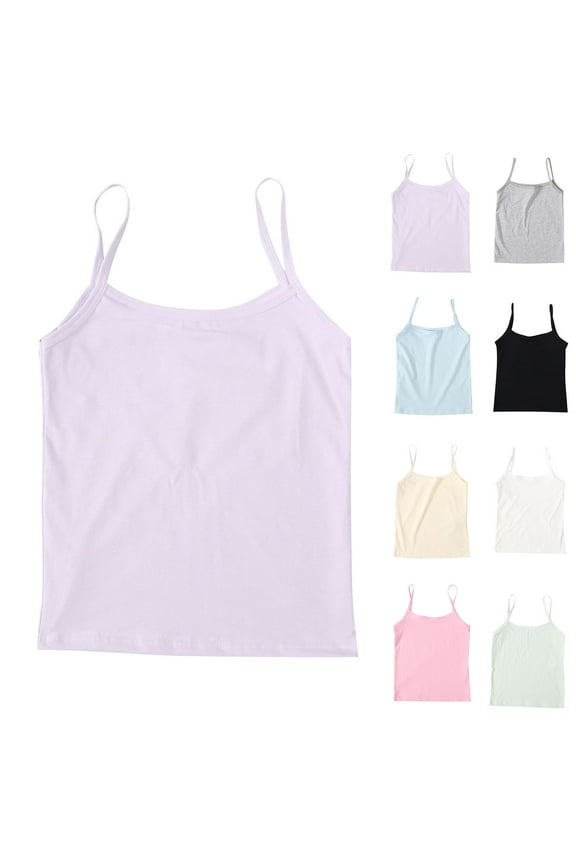 Toddler Girl Tank Tops,Workout Shirts,Girls Cotton Cami Bralette Tops for Teen Girls Breathable Exposure Student Training Bra Tops