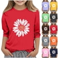 thumbnail image 1 of Bixock Toddler Girls Shirts Kids Crew Neck Graphic Tee 3/4 Sleeve Casual Shirts Girls Fall Outfit Clothing Daily Wear Basic Pullover Tops, 1 of 6