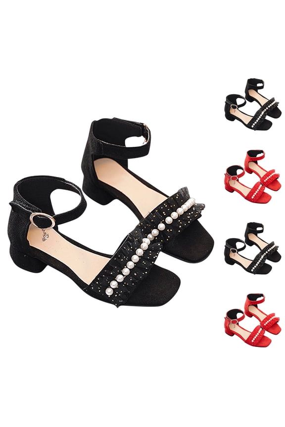 Toddler Girls Slide Sandals,Wedding Girl Dress Shoes,Kids Shoes Girls Roman High Heel Sandals Dance Shoes for Student Summer Party Beach Shoes