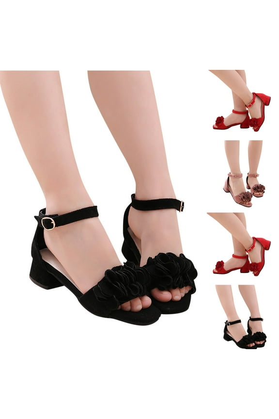 Toddler Girls Slide Sandals,Wedding Girl Dress Shoes,Kids Shoes Girls Roman Sandals with High Heel Shoes for Dance Student Summer Party Wear