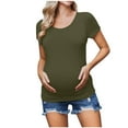 thumbnail image 1 of Bixock Tops for Pregnant Women,Basic Tops for Pregnant Women,Casual Spring and Summer Women Solid with Wrinkles Short Sleeve round-Neck Womens Maternity Mother Shirts, 1 of 5