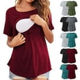 thumbnail image 1 of Bixock Tops for Pregnant Women,Basic Tops for Pregnant Women,Pregnant Womens Nursing Solid Color round Neck Short Sleeve round Neck Breastfeeding Blouse, 1 of 5