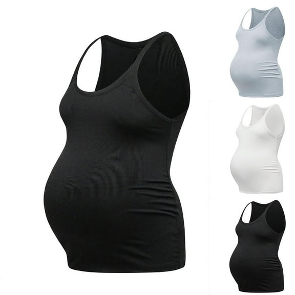 Bixock Tops for Pregnant Women,Basic Tops for Pregnant Women,Summer Slim-fitting round-neck Thin Breathable Bra-free Wearable Outer Wear Maternity Breastfeeding Camisole Top