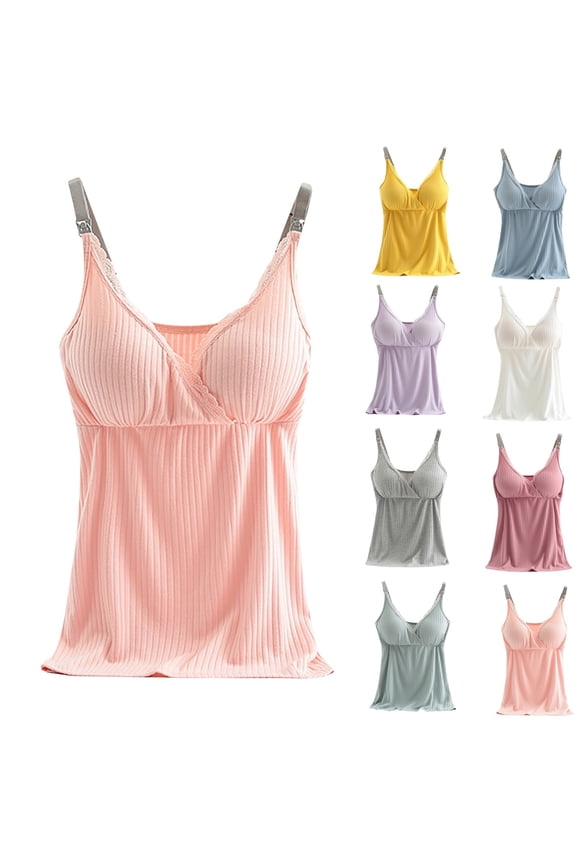 Tops for Pregnant Women,Basic Tops for Pregnant Women,Women's round-Neck Solid Color Sleeveless Breast Feeding Pregnant Nursing Women Cami Tank Tops T-Shirt