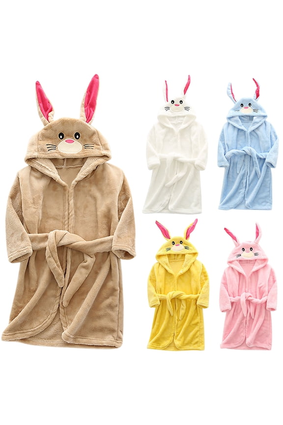 Unisex Toddler Robe for Girls Boys Hooded Robe Kids Fleece Bathrobe Children Loungewear Long Sleeve Flannel Print Western Style Indoor Outfit for Multiple Ages Fall Winter Sleepwear