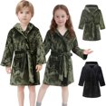 thumbnail image 1 of Bixock Unisex Toddler Robe for Girls Boys Hooded Robe Kids Fleece Bathrobe Children Loungewear Long Sleeve Flannel Solid Color Western Indoor Outfit for Multiple Ages Fall Winter Sleepwear, 1 of 6
