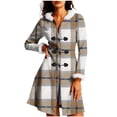 thumbnail image 1 of Bixock Winter Pea Coats for Women Peacoat Jacket Hooded Fleece Long Sleeve Print Button Collar Loose Warm Outerwear for Women Clothings, 1 of 6