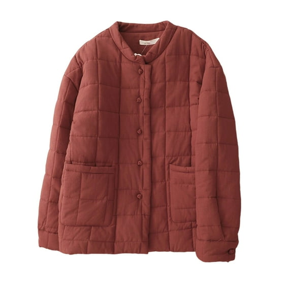 Bixock Winter Women Quilted Jackers,Fleece Puffer Jackets for Women,Women’s Warm Outerwear Jackets Quilted Short Puffer Jacket Long Sleeve Solid Color with No Hood Outerwear Jackets