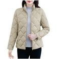 thumbnail image 1 of Bixock Winter Women Quilted Jackers,Fleece Puffer Jackets for Women,Women’s Warm Outerwear Jackets Solid Color Long Sleeve Zip Up Jacket Thickened Quilted No Hood Casual Outerwear Jackets, 1 of 5
