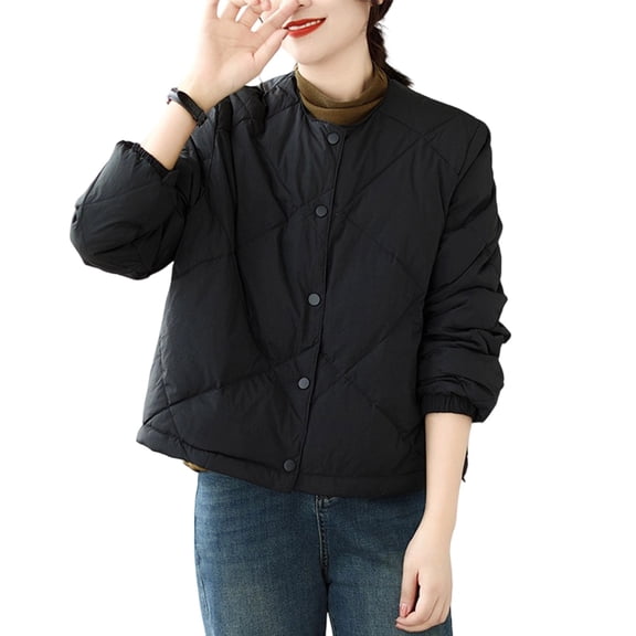 Bixock Winter Women Quilted Jackers,Fleece Puffer Jackets for Women,Women’s Warm Outerwear Jackets Solid Color Short Puffer Jacket Long Sleeve Hooded Quilted with Pockets Outerwear Jackets