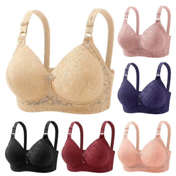 Bixock Wirefree Bras for Women Push Up Bra Plus Size No Underwire with Support Traditional Thin Cup Shape All Round Lingerie Wear for Casual Indoor Daily Wear