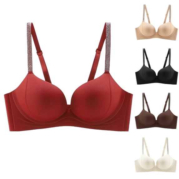 Bixock Wireless Bras for Women Solid Color Slim Shoulder Straps Back Hook and Eye Closure Beautiful Back Breathable Soft Everyday Wear Bra