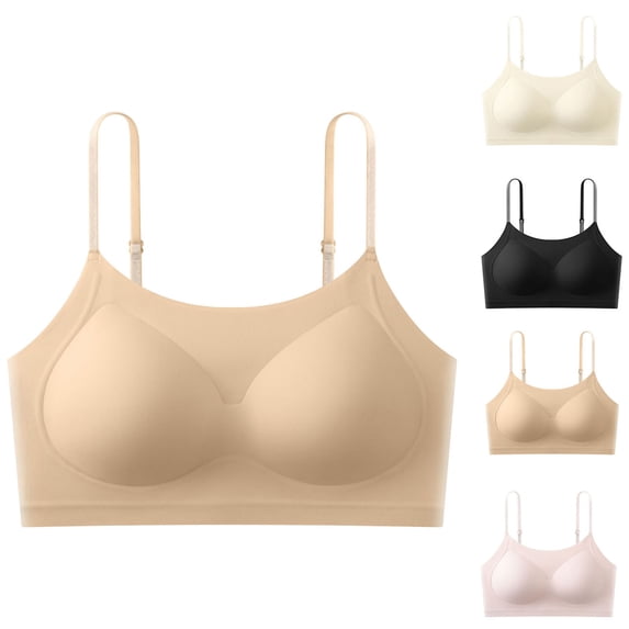 Solid Color Bra Bixock Wireless Bras for Women Solid Color Thin Shoulder Straps Back ...