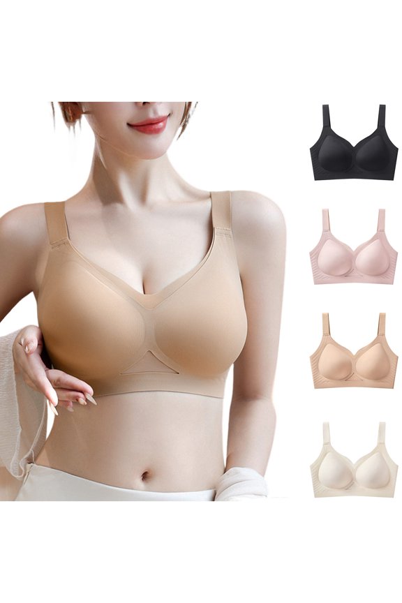 Wireless Sports Bras for Women Solid Color Side Coverage Support Underarm Smoothing for Exercise and Daily Wear Bra