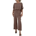 thumbnail image 1 of Bixock Women Fall and Winter Blouse,Women Casual Tops,Bixock Women Casual Tops Solid Color Short Sleeve Top and Pants 2 Piece Set Casual Blouse for Women, 1 of 5