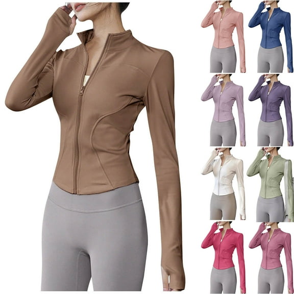 Bixock Women Fall and Winter Blouse,Women Casual Tops,Bixock Women Fall and Winter Blouse High Elastic Sports Outerwear Stand Collar Slim Yoga Top Long Sleeve Stand Collar