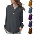 thumbnail image 1 of Bixock Women Long Sleeve Shirts,Casual Tops for Women,Blouses for Women V Neck Plus Size Solid Color Tops Loose Comfortable Soft Tops, 1 of 5