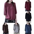 thumbnail image 1 of Bixock Women Fall and Winter Blouse,Women Casual Tops,Bixock Women Fall and Winter Blouse Women Casual Tops Round Neck Loose Three Quarter Sleeve Casual Top, 1 of 3