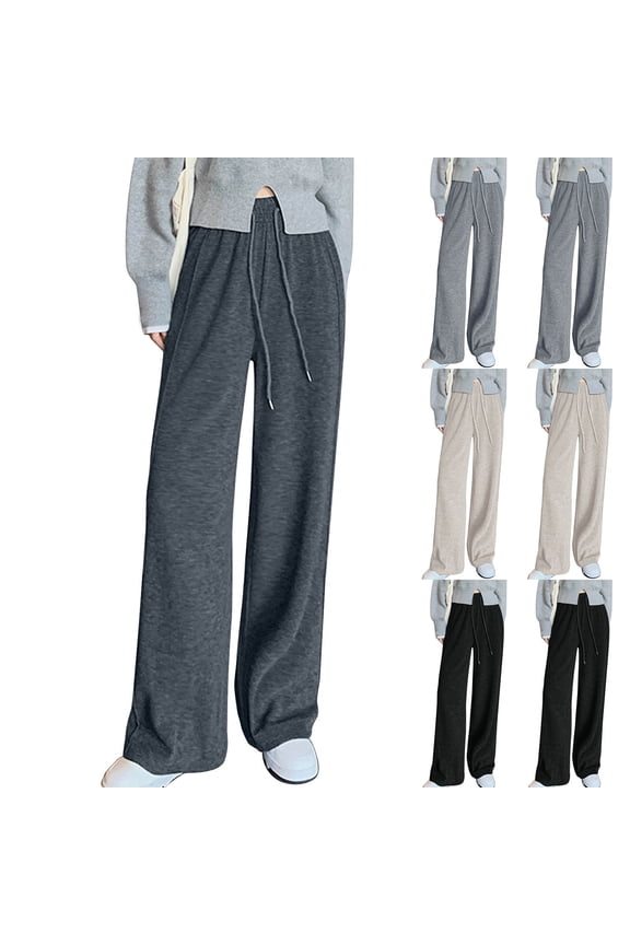 Women Fall and Winter Clothes,Women Casual Pants,Ladies' Drooping Soft and Loose Knit Sports Loose Pocket Drawstring Wide Narrow Version Leg Pants