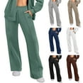 thumbnail image 1 of Bixock Women Fall and Winter Clothes,Women Casual Pants,Women Fashion Trousers Full Pants Casual Straight Solid Color Loose Casual Wide Leg Pants Sweatpants, 1 of 5
