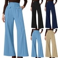 thumbnail image 1 of Bixock Women Fall and Winter Clothes,Women Casual Pants,Women's High Waist Wide Leg Temperament Straight Tube Work Commuting Business Casual Pocket Suit Pants, 1 of 4