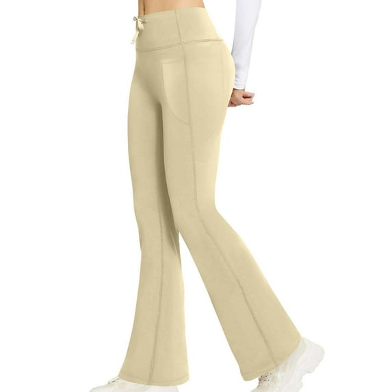 Bixock Women Fall and Winter Clothes,Women Casual Pants,Women's Solid Color High Waisted Hip Elastic Pocket Fitness and Sports Tight and Nude Yoga Long Pants