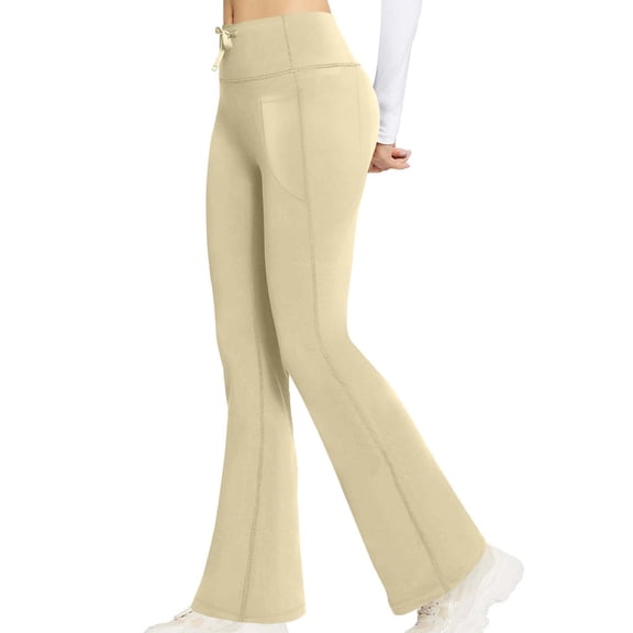 Bixock Women Fall and Winter Clothes,Women Casual Pants,Women's Solid Color High Waisted Hip Elastic Pocket Fitness and Sports Tight and Nude Yoga Long Pants