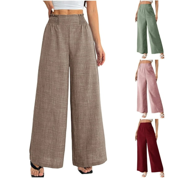 Bixock Women Summer Clothes,Women Casual Pants,Women's and Solid Color Versatile Straight Tube High Waisted Commuting Suit Pants Wide Leg Pants