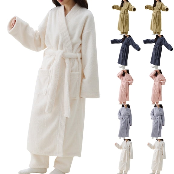 Bixock Women Fall and Winter Pajamas Set,Women Pajams Two-piece Set,Pajamas Set for Women Print Velvet Thickened Beautiful Velvet Unisex Long Robe Couples Winter Pajamas Set