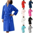 thumbnail image 1 of Bixock Women Fall and Winter Pajamas,Women Warm Sleepwear Robes,Women’s Bathrobes Solid Color Flannel Lapel Collar Long Sleeve Robe Casual Sleepwear for Couples Home Wear Bathrobes, 1 of 3