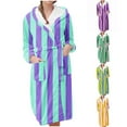 thumbnail image 1 of Bixock Women Fall and Winter Pajamas,Women Warm Sleepwear Robes,Women’s Bathrobes Stripe Print Flannel Long Sleeve Robe Long Length Home Wear Sleepwear Robes Bathrobes, 1 of 3