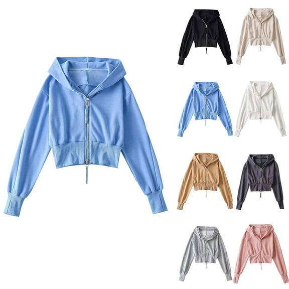 Bixock Women Fall and Winter Blouse,Women Casual Tops,Bixock Women Tops Women Casual Tops Long Sleeve Hooded Cropped Pullover Sweatshirt For Women