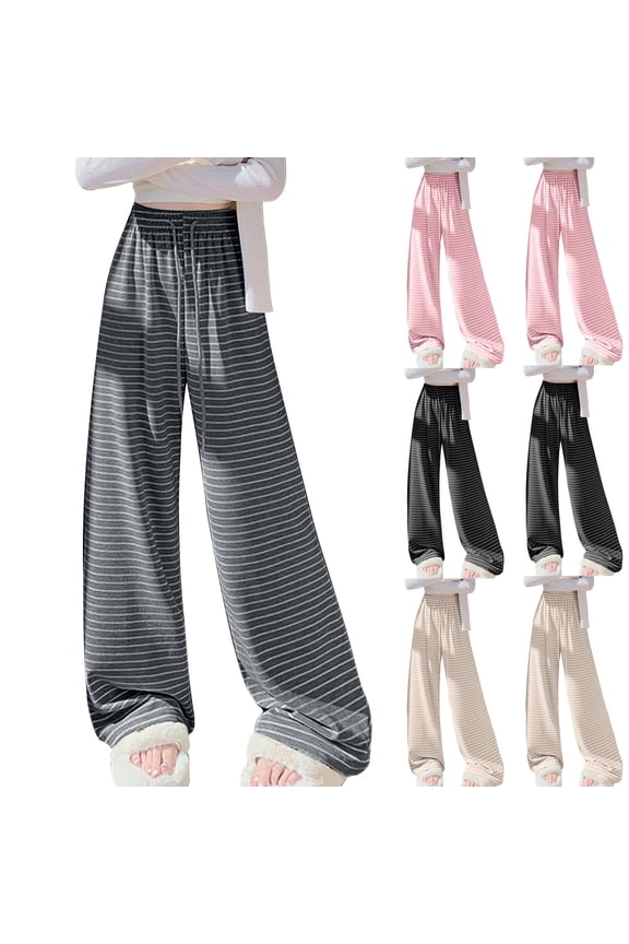 Women Fall and Winter Clothes,Women Casual Pants,Ladies' Loose and Casual Hanging Feeling Floor Dragging Wide Leg Striped Pants