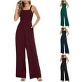 thumbnail image 1 of Bixock Women Fall and Winter Clothes,Women Casual Pants,Women Fall Casual Gathered Jumpsuit Neck Work Jumpsuit Sleeveless Wide Leg Pants, 1 of 5