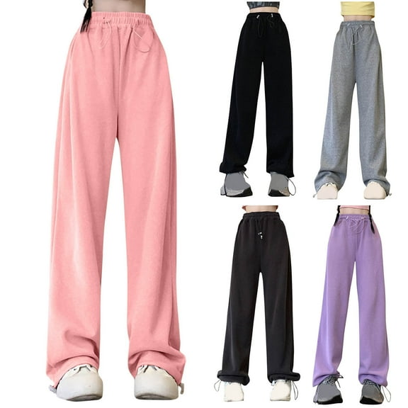 Bixock Women Fall and Winter Clothes,Women Casual Pants,Women Fallow Elastic Waist Draw Rope Pocket Solid Color Pants