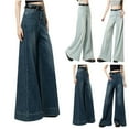 thumbnail image 1 of Bixock Women Fall and Winter Clothes,Women Casual Pants,Women Fashion High Waist Pocket Zipper Button Wide Legs Jeans Pants, 1 of 2